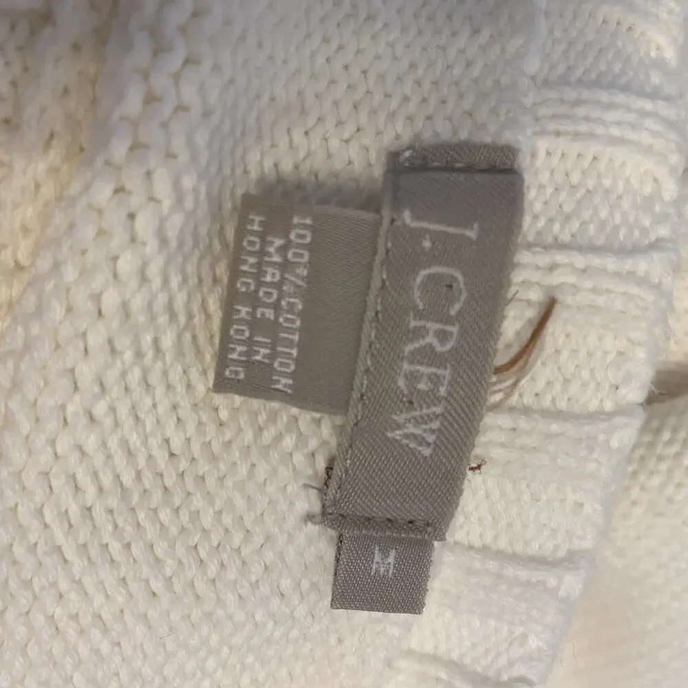 Y2K J Crew Knit Cotton Ivory Pullover Sweater Womens Medium Academia Crewneck